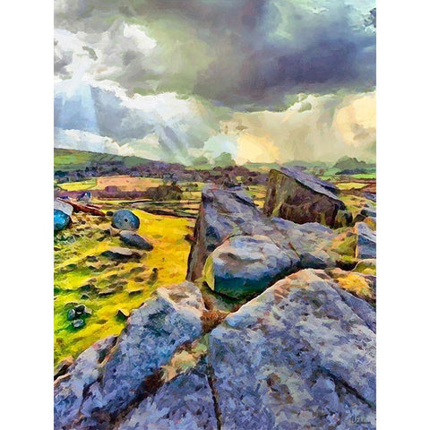 White Rocks White Modern Wood Framed Art Print by Medeiros, Celito