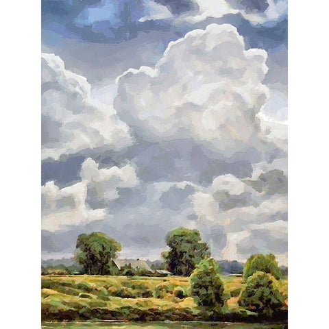 White Clouds I Black Modern Wood Framed Art Print by Medeiros, Celito