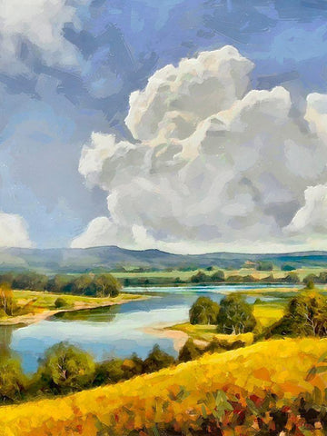 White Clouds II White Modern Wood Framed Art Print with Double Matting by Medeiros, Celito