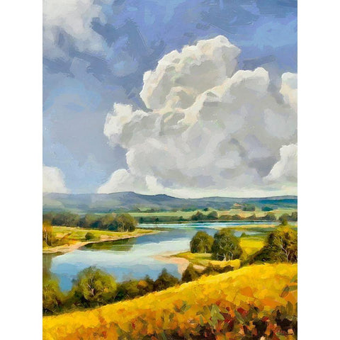 White Clouds II Black Modern Wood Framed Art Print by Medeiros, Celito