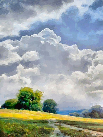 White Clouds III White Modern Wood Framed Art Print with Double Matting by Medeiros, Celito