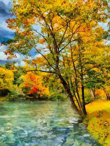 Golden Autumn White Modern Wood Framed Art Print with Double Matting by Medeiros, Celito