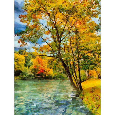 Golden Autumn White Modern Wood Framed Art Print by Medeiros, Celito