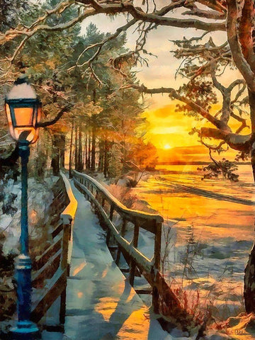 Sunset in Winter White Modern Wood Framed Art Print with Double Matting by Medeiros, Celito