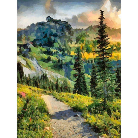 Path in the Mountains White Modern Wood Framed Art Print by Medeiros, Celito