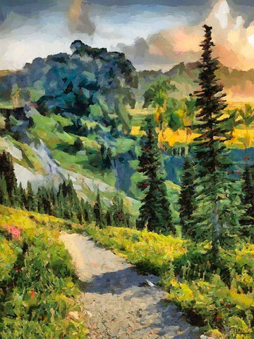 Path in the Mountains White Modern Wood Framed Art Print with Double Matting by Medeiros, Celito