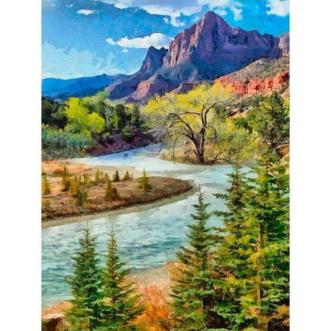 River in the Mountains White Modern Wood Framed Art Print by Medeiros, Celito
