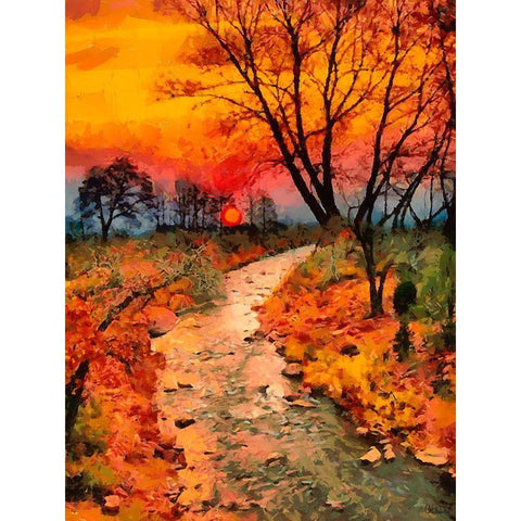 Sunset in late Fall Black Modern Wood Framed Art Print with Double Matting by Medeiros, Celito