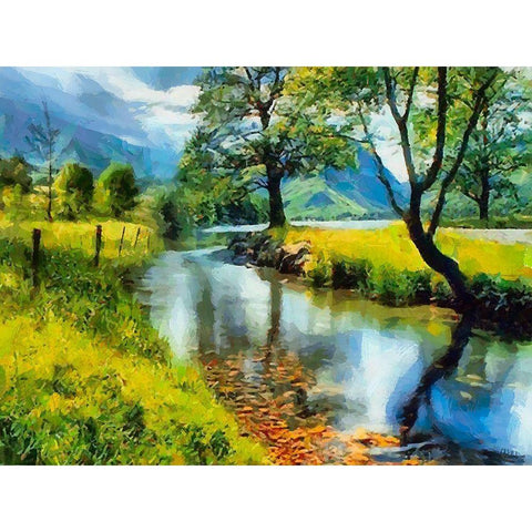 Slowly River White Modern Wood Framed Art Print by Medeiros, Celito