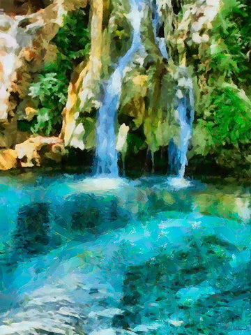 Small Watterfall II White Modern Wood Framed Art Print with Double Matting by Medeiros, Celito