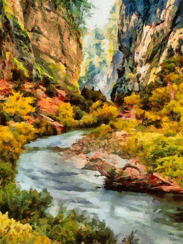 River between Rocks White Modern Wood Framed Art Print with Double Matting by Medeiros, Celito