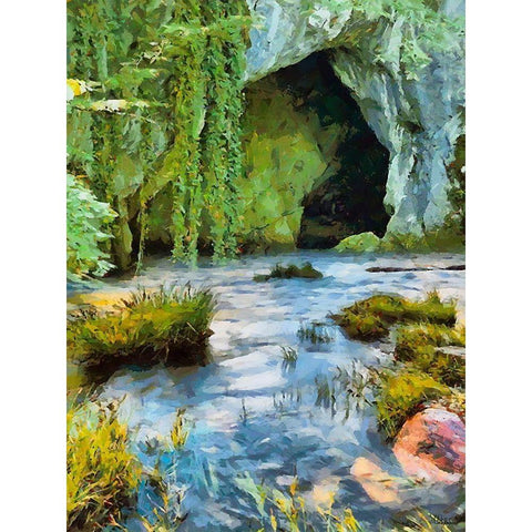 River between Rocks II Black Modern Wood Framed Art Print with Double Matting by Medeiros, Celito