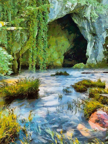 River between Rocks II White Modern Wood Framed Art Print with Double Matting by Medeiros, Celito