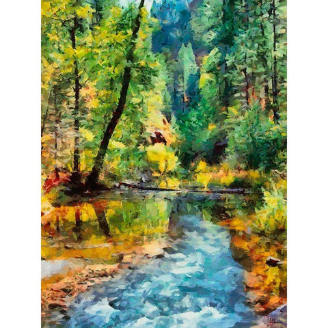 River in Forest Black Modern Wood Framed Art Print by Medeiros, Celito