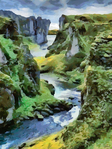 River between Rocks I White Modern Wood Framed Art Print with Double Matting by Medeiros, Celito