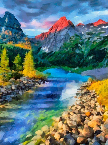 River between Rocks III White Modern Wood Framed Art Print with Double Matting by Medeiros, Celito