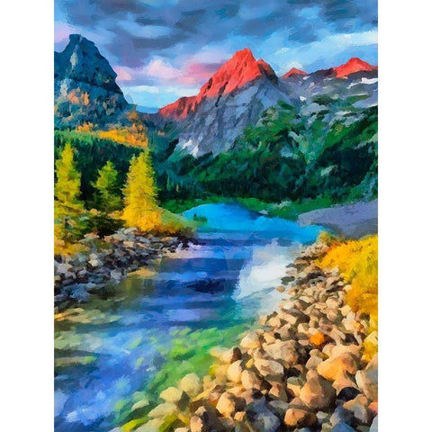 River between Rocks III Black Modern Wood Framed Art Print by Medeiros, Celito