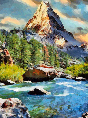 River between Rocks IV White Modern Wood Framed Art Print with Double Matting by Medeiros, Celito
