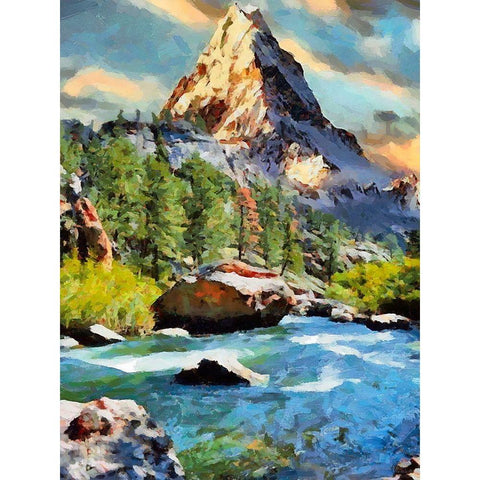 River between Rocks IV Black Modern Wood Framed Art Print with Double Matting by Medeiros, Celito