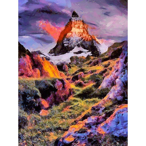 Matternhorn in the Alps Gold Ornate Wood Framed Art Print with Double Matting by Medeiros, Celito