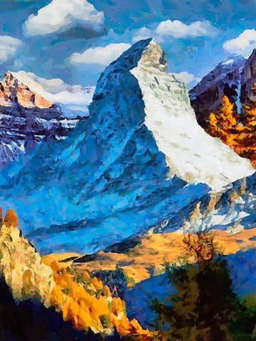 Matternhorn in the Alps II White Modern Wood Framed Art Print with Double Matting by Medeiros, Celito