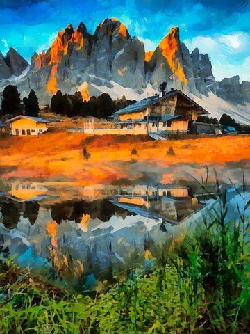 Dolomity Mountains II White Modern Wood Framed Art Print with Double Matting by Medeiros, Celito