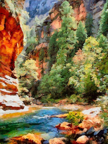 River between Rocks III White Modern Wood Framed Art Print with Double Matting by Medeiros, Celito