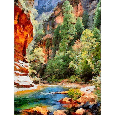 River between Rocks III Black Modern Wood Framed Art Print by Medeiros, Celito