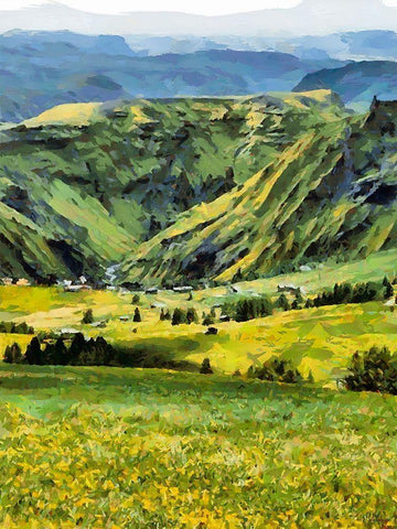 Mountain Valley I Black Ornate Wood Framed Art Print with Double Matting by Medeiros, Celito