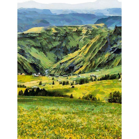 Mountain Valley I Black Modern Wood Framed Art Print with Double Matting by Medeiros, Celito