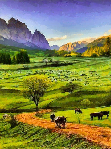 Mountain Valley III White Modern Wood Framed Art Print with Double Matting by Medeiros, Celito