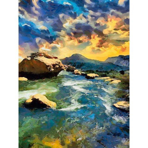 Wild River I Black Modern Wood Framed Art Print by Medeiros, Celito