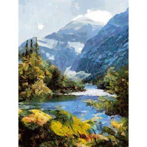 Wild River II Black Modern Wood Framed Art Print with Double Matting by Medeiros, Celito