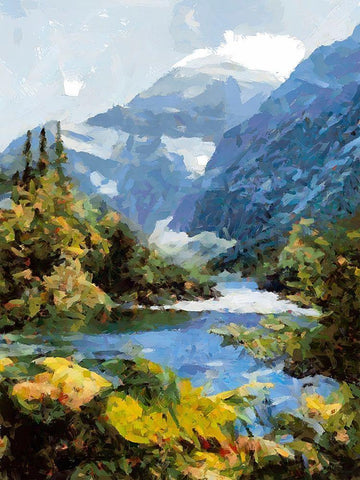 Wild River II Black Ornate Wood Framed Art Print with Double Matting by Medeiros, Celito