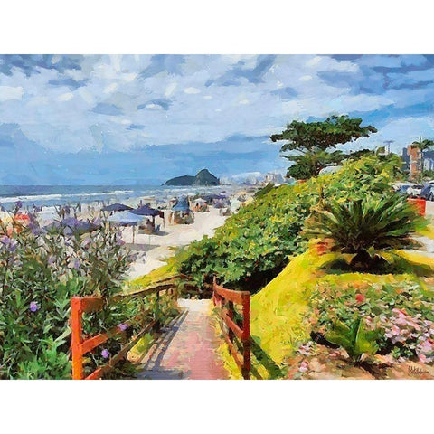 Beach in Rio III White Modern Wood Framed Art Print by Medeiros, Celito