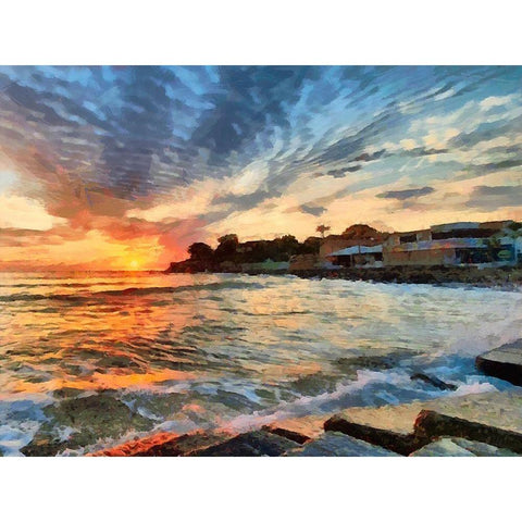 Beach in Rio VI Gold Ornate Wood Framed Art Print with Double Matting by Medeiros, Celito