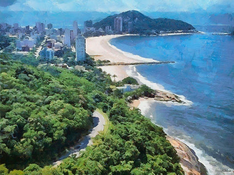 Beach in Rio VII White Modern Wood Framed Art Print with Double Matting by Medeiros, Celito