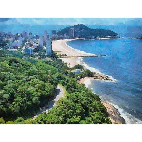 Beach in Rio VII Black Modern Wood Framed Art Print with Double Matting by Medeiros, Celito