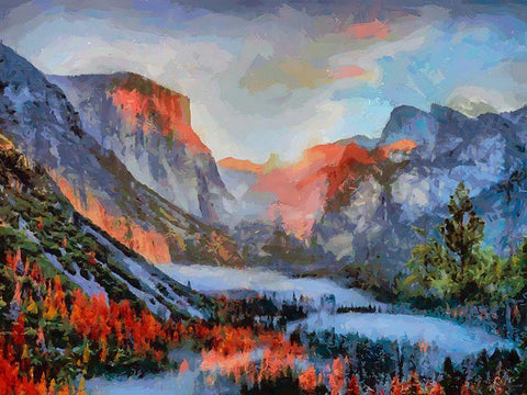 Yosemite NP6 White Modern Wood Framed Art Print with Double Matting by Medeiros, Celito