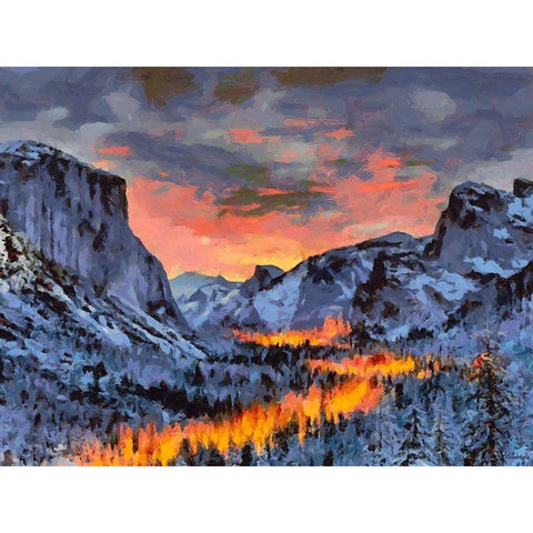 Yosemite NP7 Black Modern Wood Framed Art Print with Double Matting by Medeiros, Celito