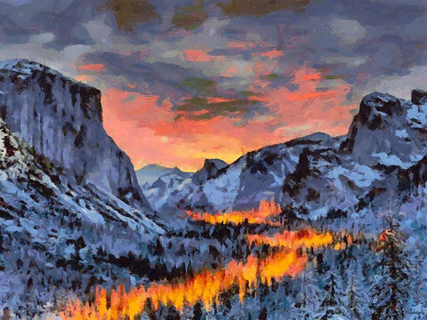 Yosemite NP7 Black Ornate Wood Framed Art Print with Double Matting by Medeiros, Celito