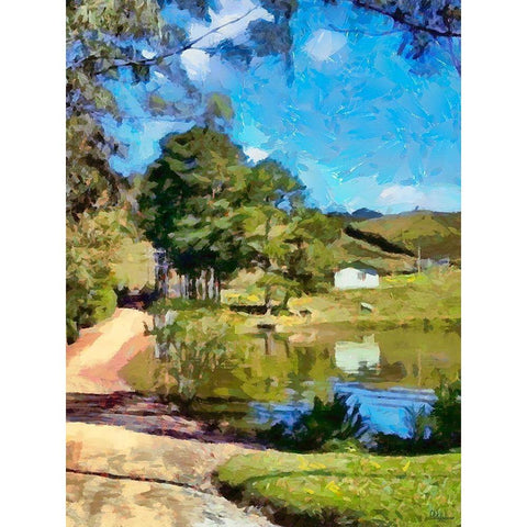 Village in Brazil Black Modern Wood Framed Art Print by Medeiros, Celito