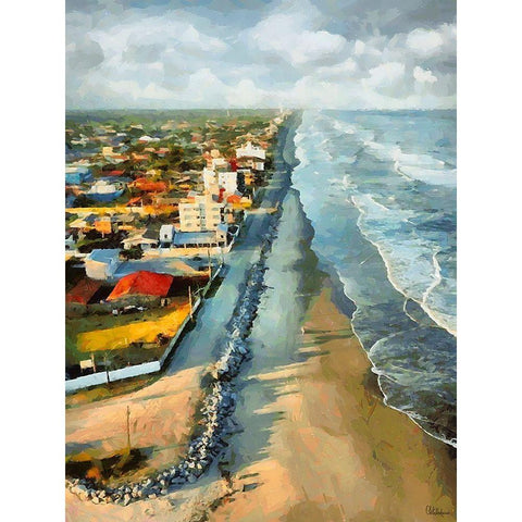 Long Coast Black Modern Wood Framed Art Print by Medeiros, Celito