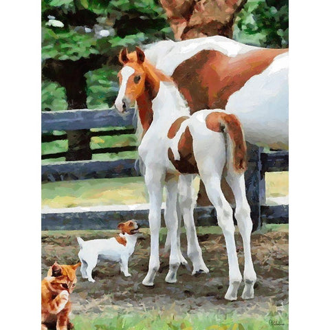 Family of our Animals  White Modern Wood Framed Art Print by Medeiros, Celito