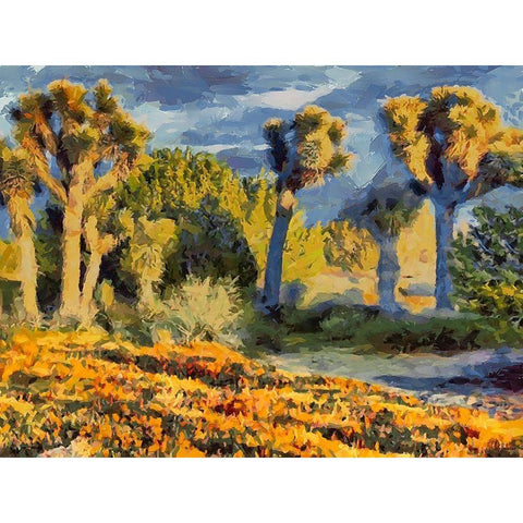 Yellow Meadow I Black Modern Wood Framed Art Print with Double Matting by Medeiros, Celito