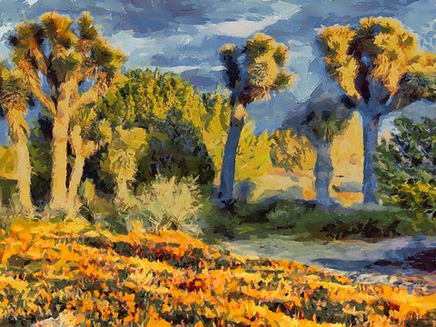 Yellow Meadow I Black Ornate Wood Framed Art Print with Double Matting by Medeiros, Celito