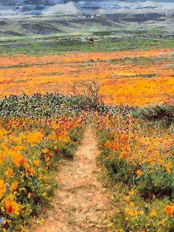 Yellow Meadow III White Modern Wood Framed Art Print with Double Matting by Medeiros, Celito