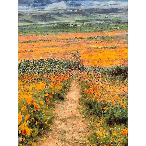 Yellow Meadow III Black Modern Wood Framed Art Print by Medeiros, Celito