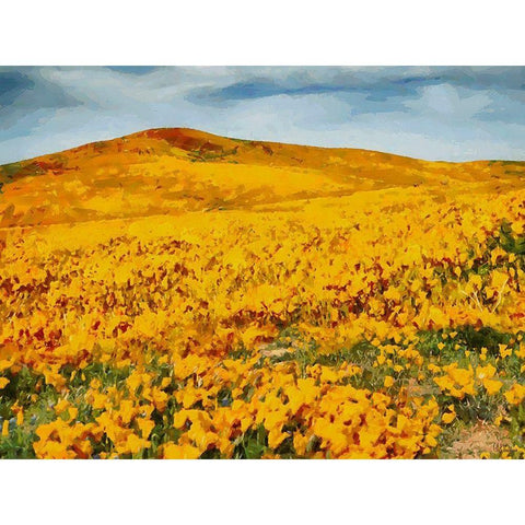 Yellow Meadow IV Gold Ornate Wood Framed Art Print with Double Matting by Medeiros, Celito