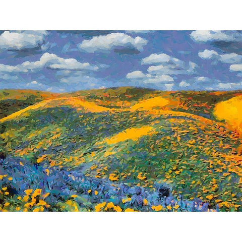 Yellow Meadow VII Black Modern Wood Framed Art Print with Double Matting by Medeiros, Celito
